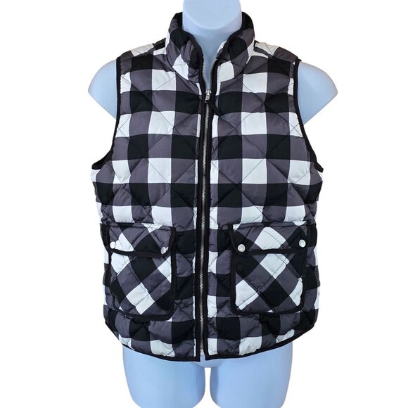 Buffalo Plaid Puffer Vest boho cottagecore peasant boho granola girl warm soft - Picture 1 of 3